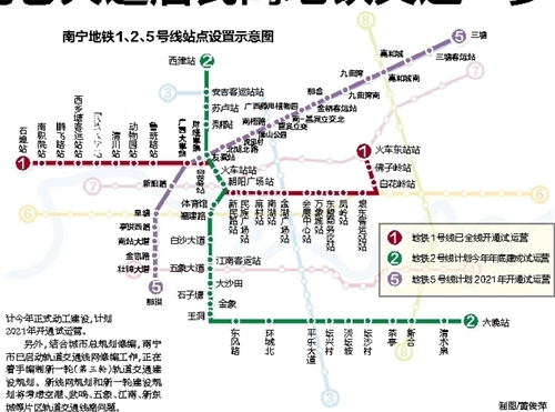 南寧地鐵5號線站點(diǎn)線路圖，南寧軌道交通南寧地鐵五號線規(guī)劃圖